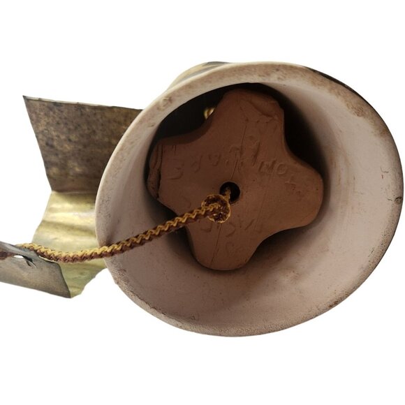 Hanging Bell Wind Chime Ceramic Brass Desert southwest cactus Rustic - Picture 3 of 4